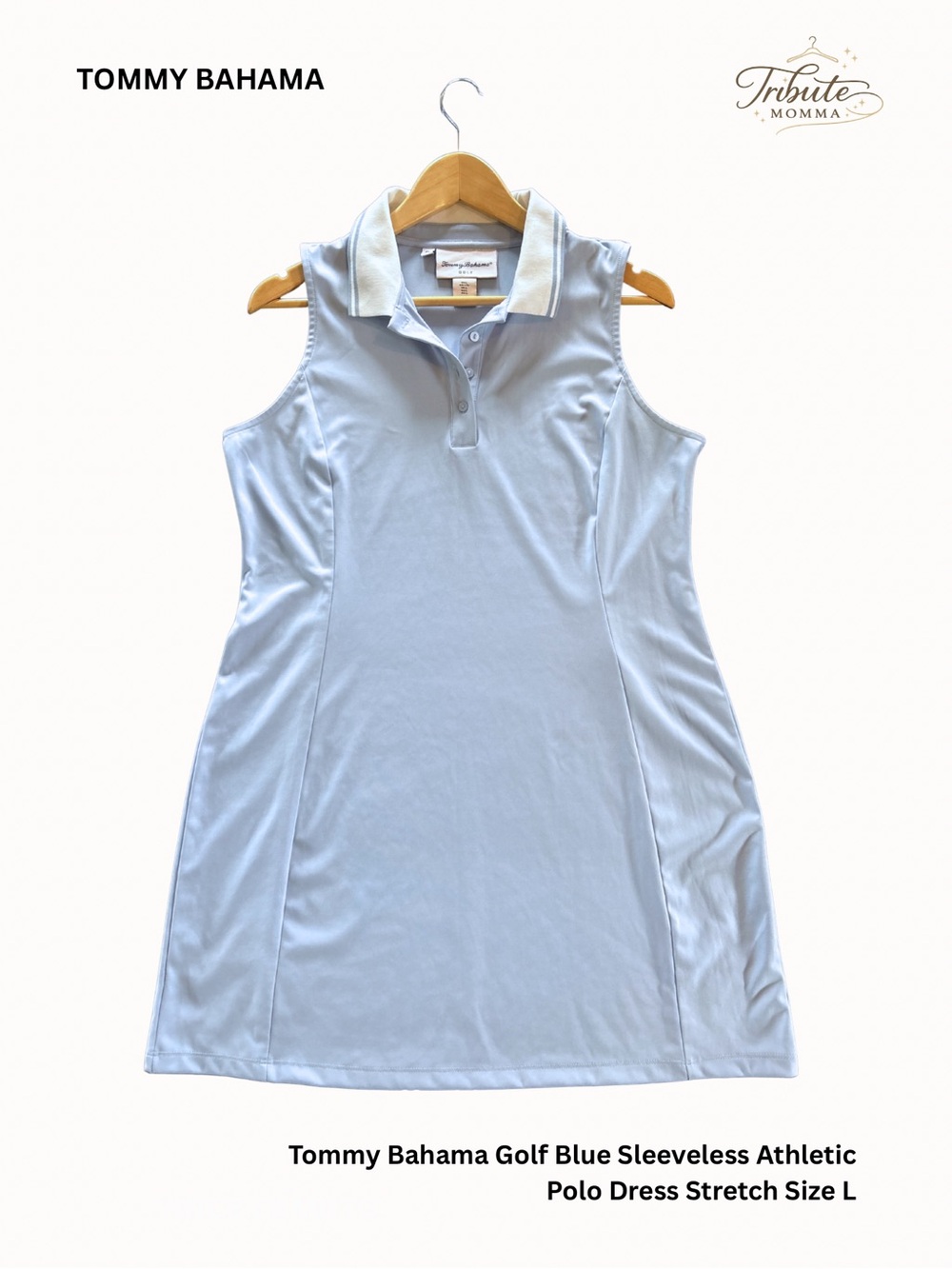 Tommy Bahama Golf Blue Sleeveless Athletic Polo Dress Stretch Size L